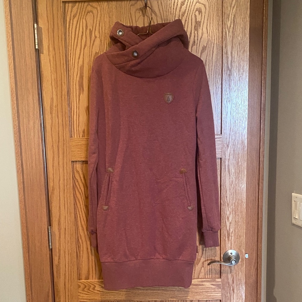 Wanakome (Turkish Brand) Rust Long Sleeve Hoodie Dress NWOT- Retails $122